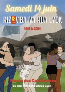 flyer promotionnelle et événementiels pour « Kizomba Na Rua Lyon Confluence » par l’association KDB - DU 14 JUIN 2025 par DideBakDigital