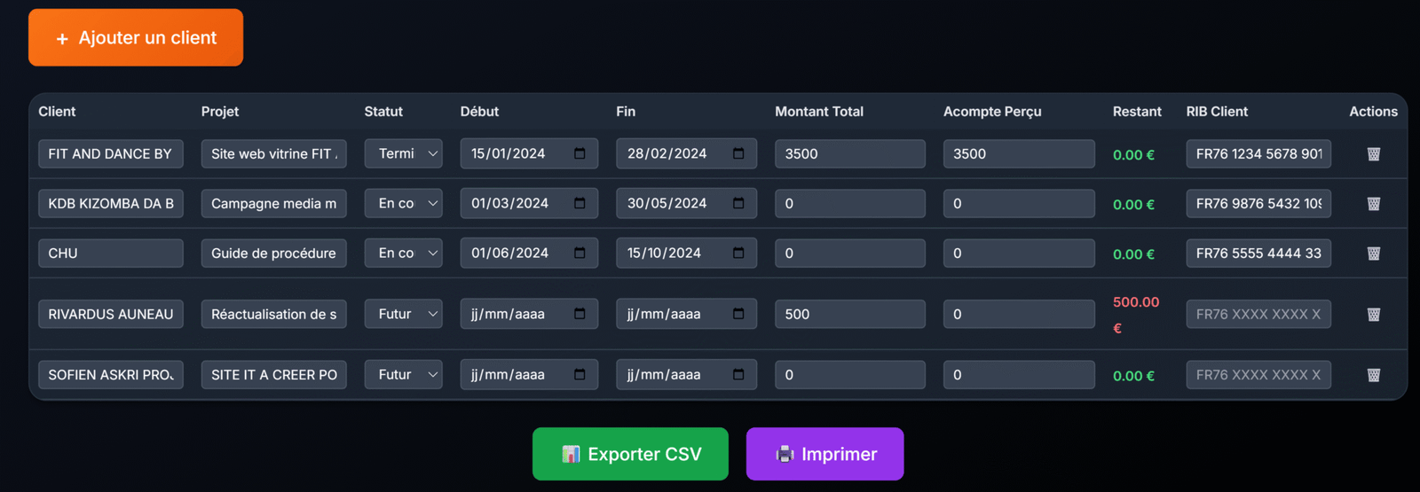 Gestion client et projet didebakdigital