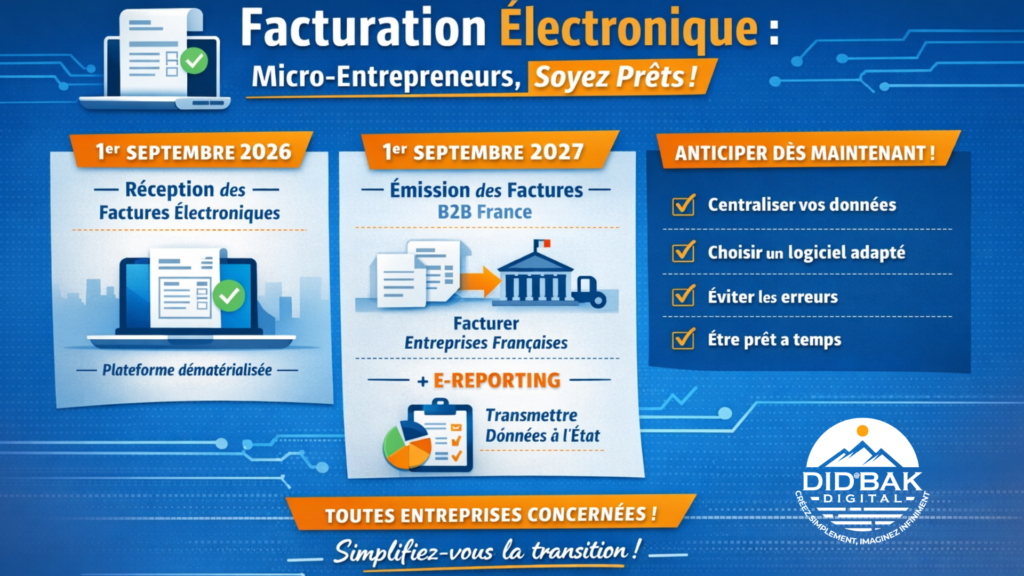 Facturation électronique : obligation. Fait par didebakdigital
